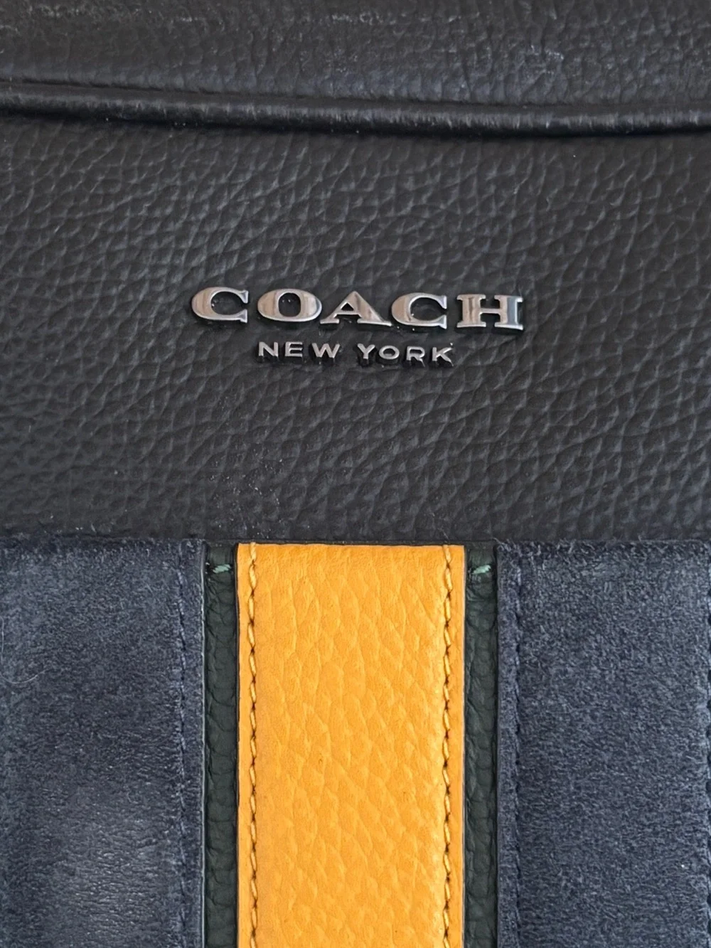 COACH Hudson Crossbody 21 Varsity Stripe Leather Messenger Bag